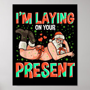 Póster Estoy Acostado En Tu Regalo Navidad Santa Retro X