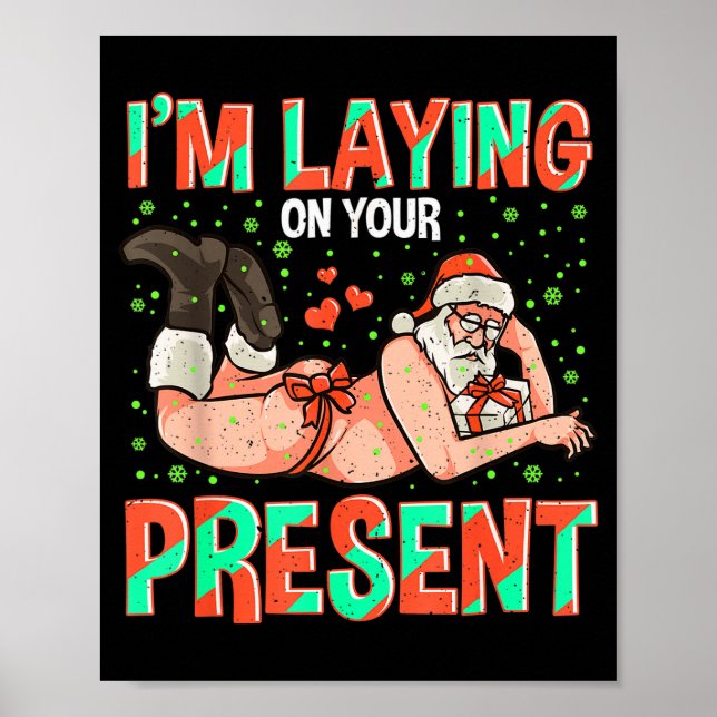 Póster Estoy Acostado En Tu Regalo Navidad Santa Retro X (Frente)
