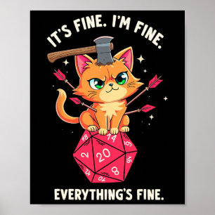Póster Estoy Bien Gato Jugador De Rpg Videojuegos Y Amant