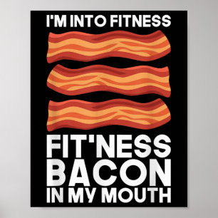 Póster Estoy En Fitness Bacon En Mi Boca Camiseta Bbq Car
