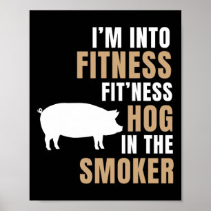 Póster Estoy en Fitness Hog Bbq Smoker Roaster Funny Pig