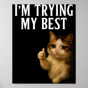 Póster Estoy Haciendo Mi Mejor Chiste Gato Llorando Meme 