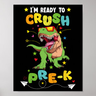 Póster Estoy listo para aplastar a los dinosaurios preesc
