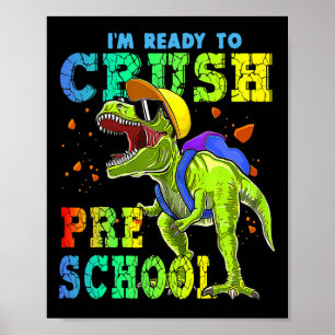 Póster Estoy listo para aplastar a los dinosaurios preesc