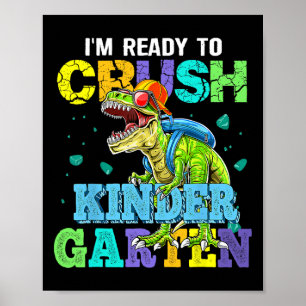 Póster Estoy listo para aplastar el dinosaurio de jardín