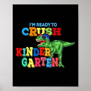 Póster Estoy listo para aplastar el dinosaurio de jardín