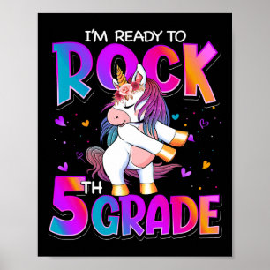 Póster Estoy Listo Para Rockear Unicornio De 5º Grado Ck 