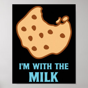 Póster Estoy mejor con las parejas de leche y galletas