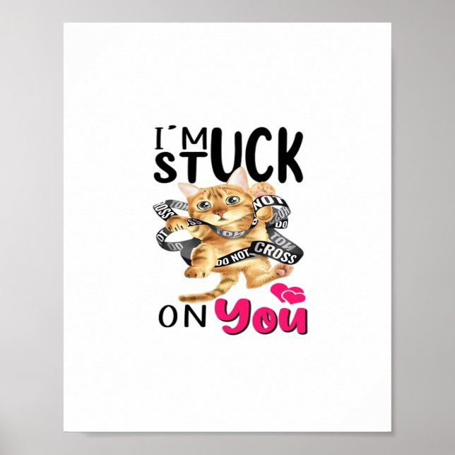 Póster Estoy Pegado a Ti Diseño Romántico Simple (Frente)