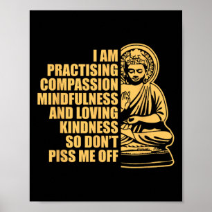 Póster Estoy Practicando Compion Mindfulness Yoga Budismo