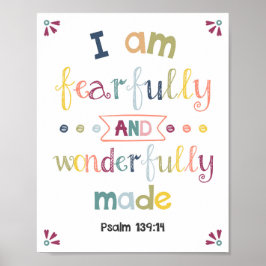 Póster Estoy Temeroso Y Maravillosamente Hechos Niños Cri