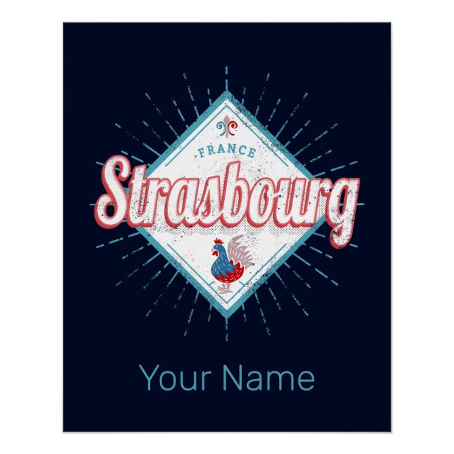 Póster Estrasburgo Gran Este Francia Retro Rooster Vintag (Anverso)
