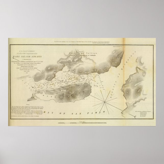 Póster Estrechos de la isla de Mare, California (Frente)