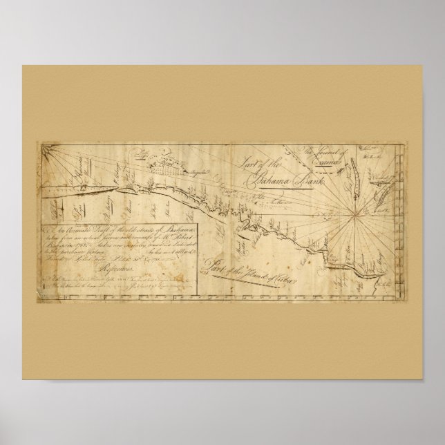 Póster Estrechos de mapas antiguos de la carta náutica de (Frente)