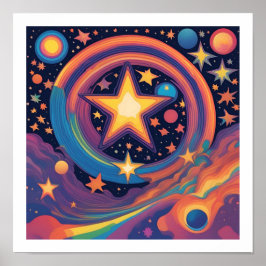 Póster Estrella arco iris