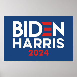Póster Estrella Biden Harris 2024 - Azul blanco rojo