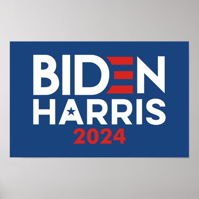 Póster Estrella Biden Harris 2024 - Azul blanco rojo (Frente)