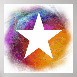 Póster Estrella blanca abstracta