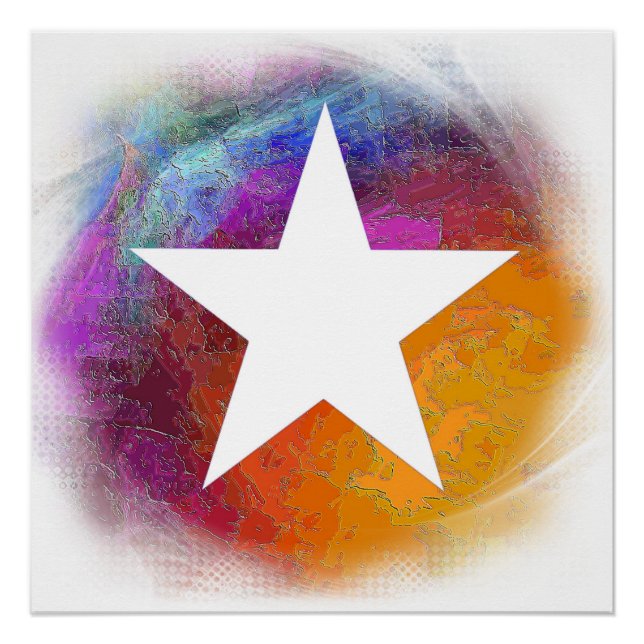 Póster Estrella blanca abstracta (Anverso)