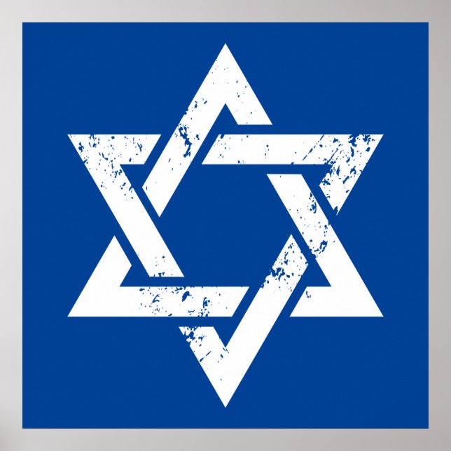 Póster Estrella Blanca Grunge de David (Frente)
