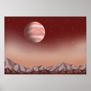 Póster Estrella con ojos rojos flotando en el espacio.