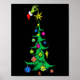 Póster Estrella de árbol de Navidad verde mano Navidad va