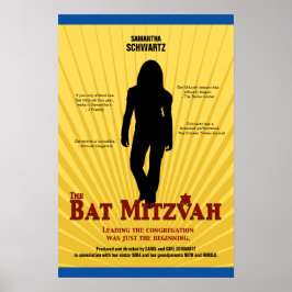 Póster Estrella de cine Bat Mitzvah Poster azul amarillo