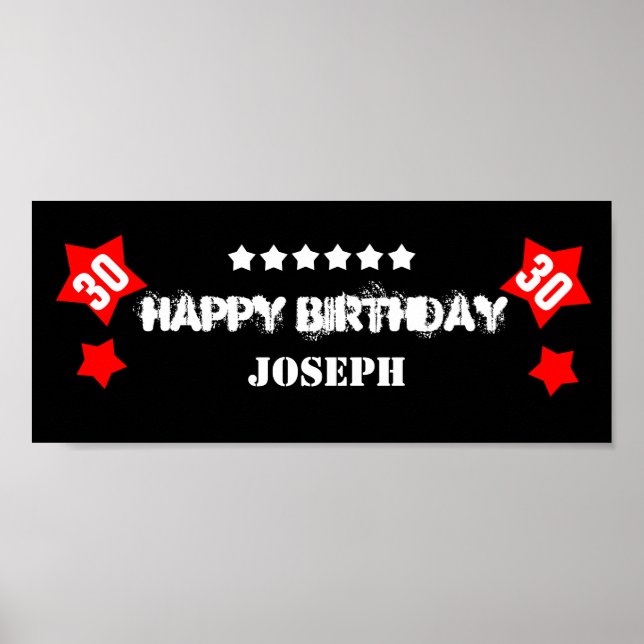 Póster Estrella de cumpleaños número 30 Nombra personaliz (Frente)