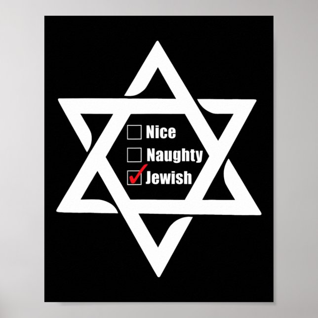 Póster Estrella De David Nice Naughty Jewi En Hanukkah Na (Frente)
