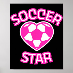 Póster Estrella de fútbol, fútbol de chicas rosa, fútbol 