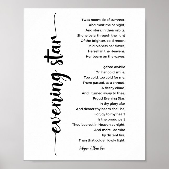 Póster Estrella de la noche poema de Edgar Allan Poe Post (Frente)
