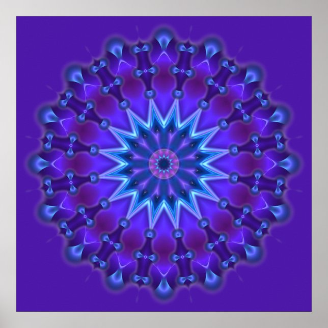 Póster Estrella de Mandala en azul | violeta (Frente)