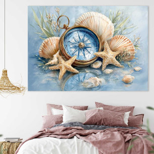 Póster Estrella de mar de brújula costera Cartel de par
