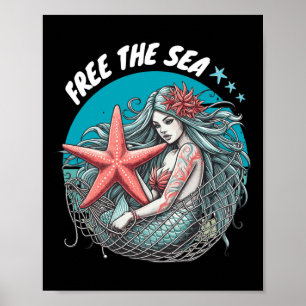 Póster Estrella de mar sirena Naturaleza Protección Ambie