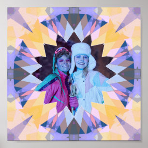 Póster Estrella de Navidad personalizada morada y amarill