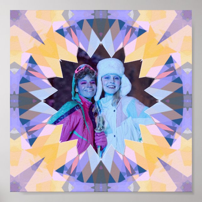 Póster Estrella de Navidad personalizada morada y amarill (Frente)