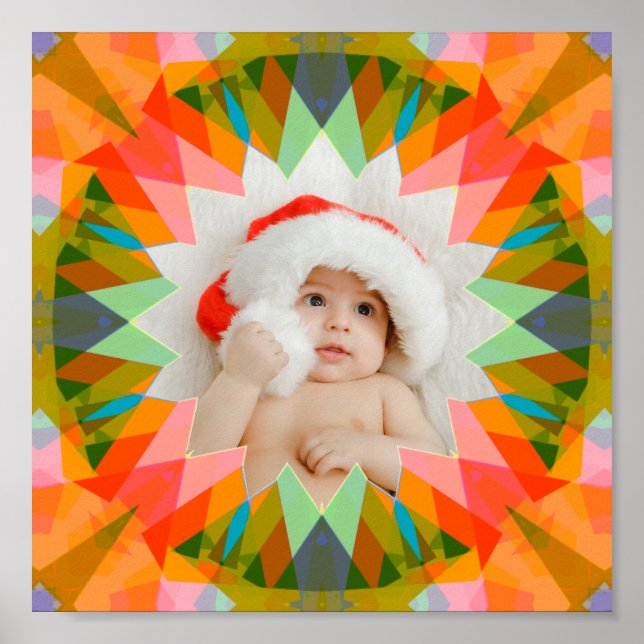 Póster Estrella de Navidad Rosa Verde Personalizada Regal (Frente)