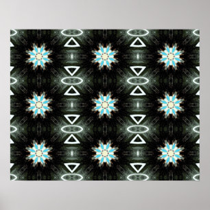 Póster estrella de plumas azules sobre negro