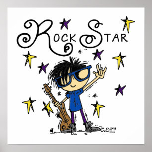 Póster Estrella de rock de cabello negro