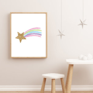 Póster Estrella de tiro arcoiris en pared de guarderías d