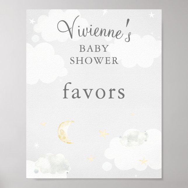 Póster Estrella de Twinkle Gray Baby Shower favorece (Frente)