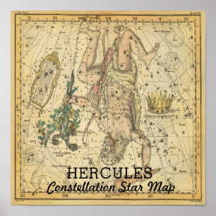 Póster Estrella del mapa de la constelación de Hércules L
