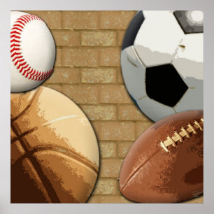 Póster Estrella deportiva, baloncesto/fútbol/fútbol