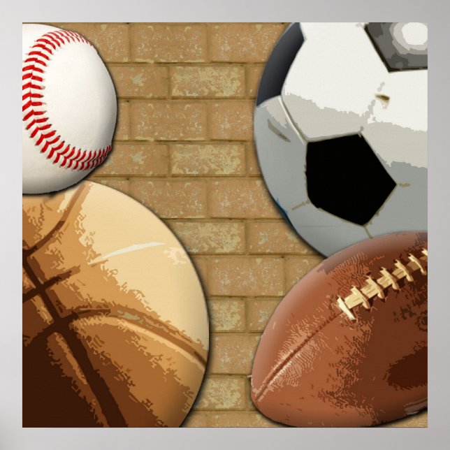 Póster Estrella deportiva, baloncesto/fútbol/fútbol (Frente)