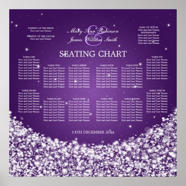 Póster Estrella elegante de asiento de boda esparcido mor (Frente)
