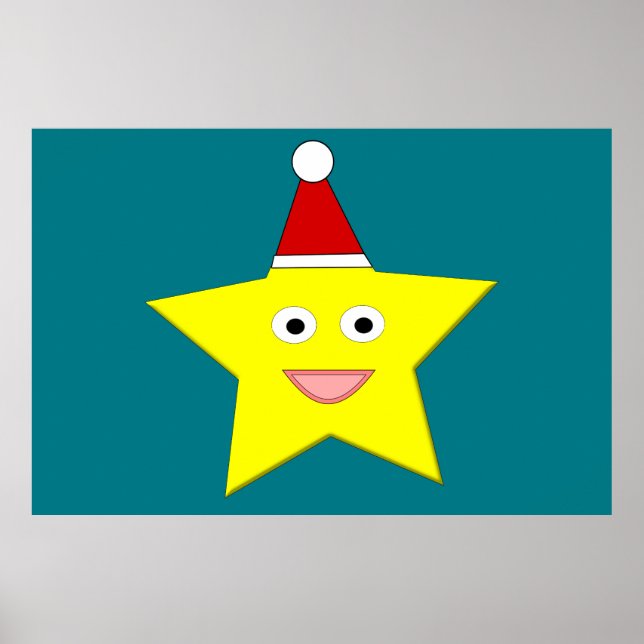 Póster Estrella feliz de Navidades pequeños Poster (Frente)