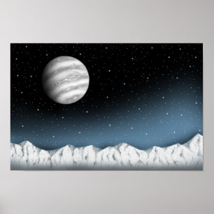 Póster Estrella gigante vista desde el horizonte helado.