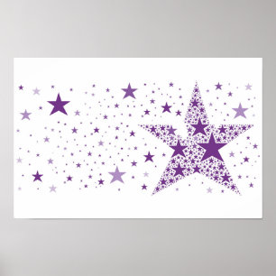Póster Estrella grande hecha de pequeñas estrellas en vio