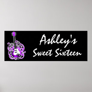 Póster Estrella morada de rock de guitarra dulce Poster d