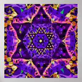 Póster Estrella morada Mandala
